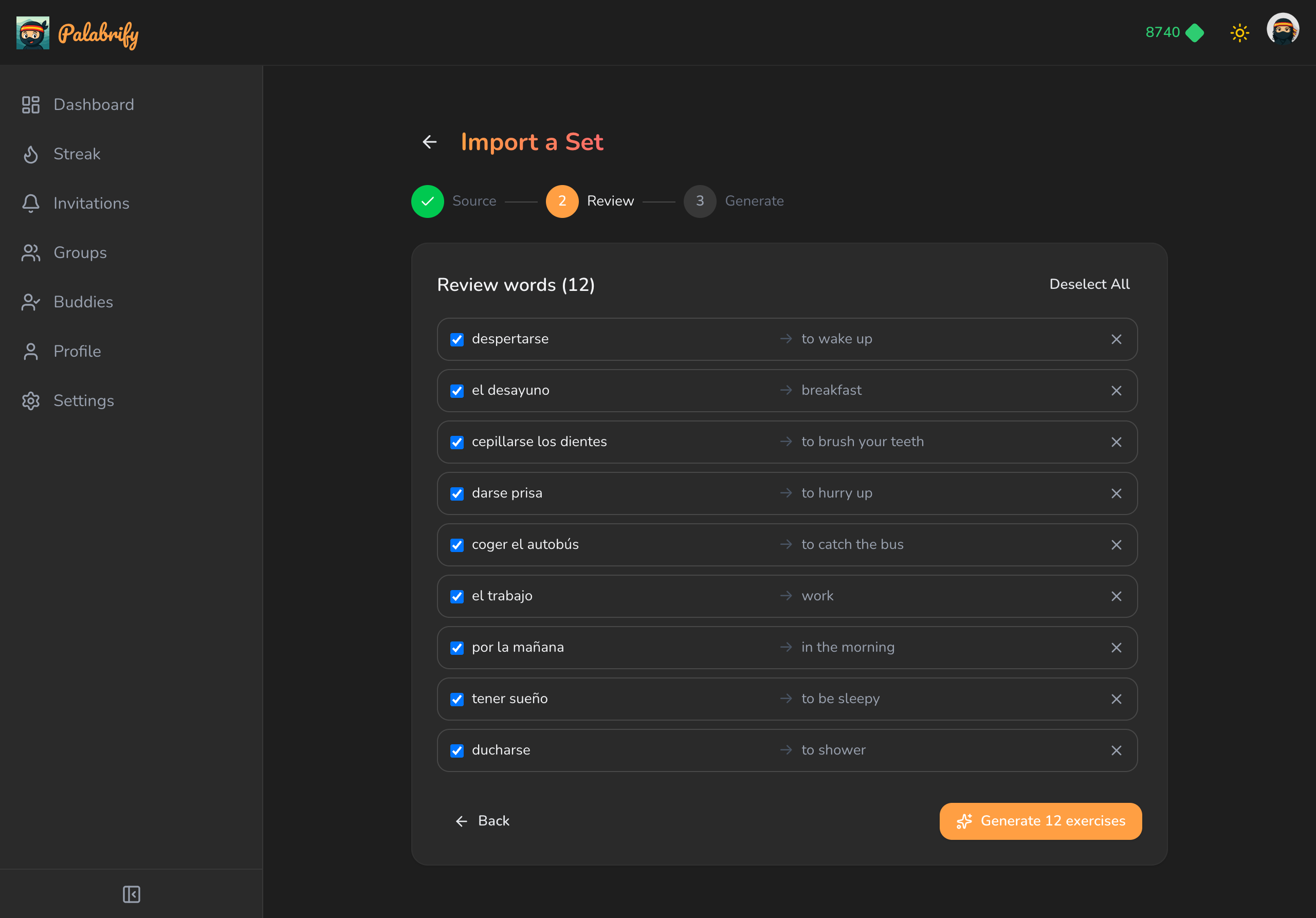 Import and extract vocabulary from text, Quizlet, or Anki